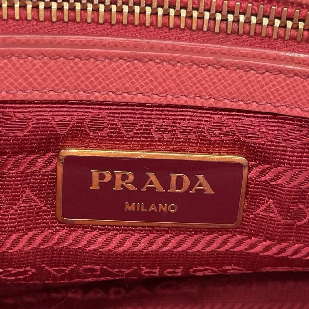 Prada Saffiano Galleria Leather Satchel Bag - Coral Pink